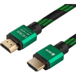 Greenconnect Кабель 2.0m HDMI версия 2.0, HDR 4:2:2, Ultra HD, 4K 60 fps 60Hz/5K*30Hz, 3D, AUDIO, 18.0 Гбит/с, 28/28 AWG, OD7.3mm, тройной экран, BICOLOR нейлон, AL корпус зеленый, GCR-51486