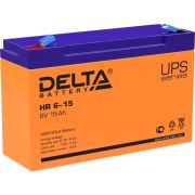 Батарея DELTA серия HR, HR 6-15, напряжение 6В, емкость 15Ач (разряд 20 часов),  макс. ток разряда (5 сек.) 180А, макс. ток заряда 4.5А, свинцово-кислотная типа AGM, клеммы F1, ДxШxВ 151х50х94мм., вес 1.95кг., срок службы 8 лет./ Battery DELTA serie