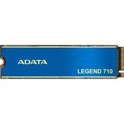 Твердотельный накопитель/ ADATA SSD LEGEND 710, 256GB, M.2(22x80mm), NVMe 1.4, PCIe 3.0 x4, 3D NAND, R/W 2100/1000MB/s, IOPs 90 000/130 000, TBW 65, DWPD 0.23, with Heat Sink (3 года)
